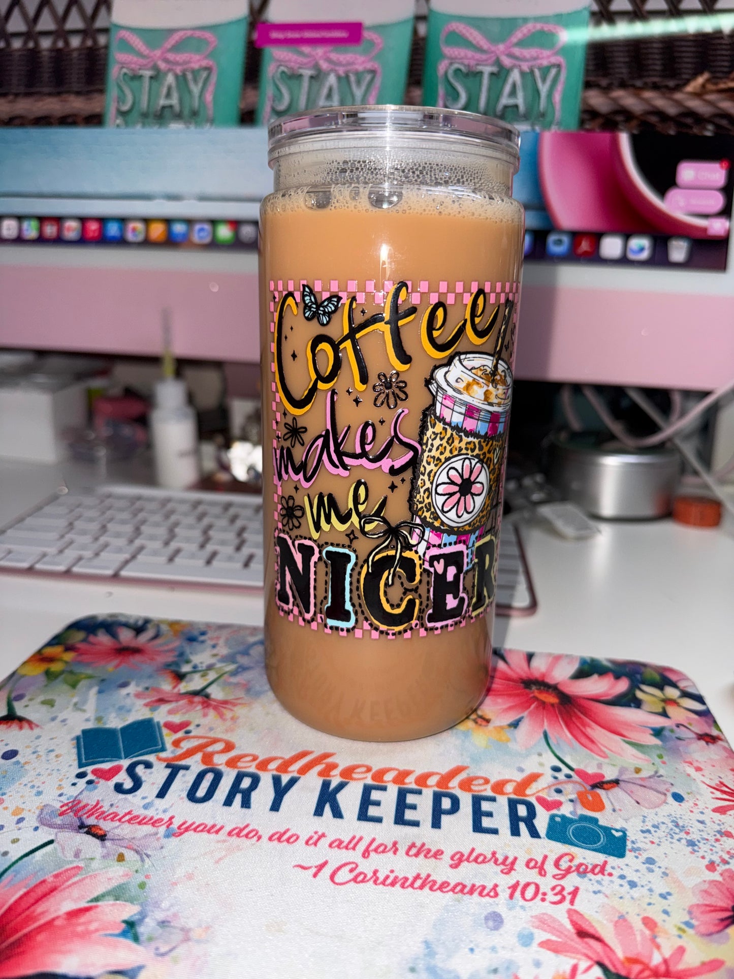 20 oz Coffee Makes Me Nicer Snow Globe Tumbler