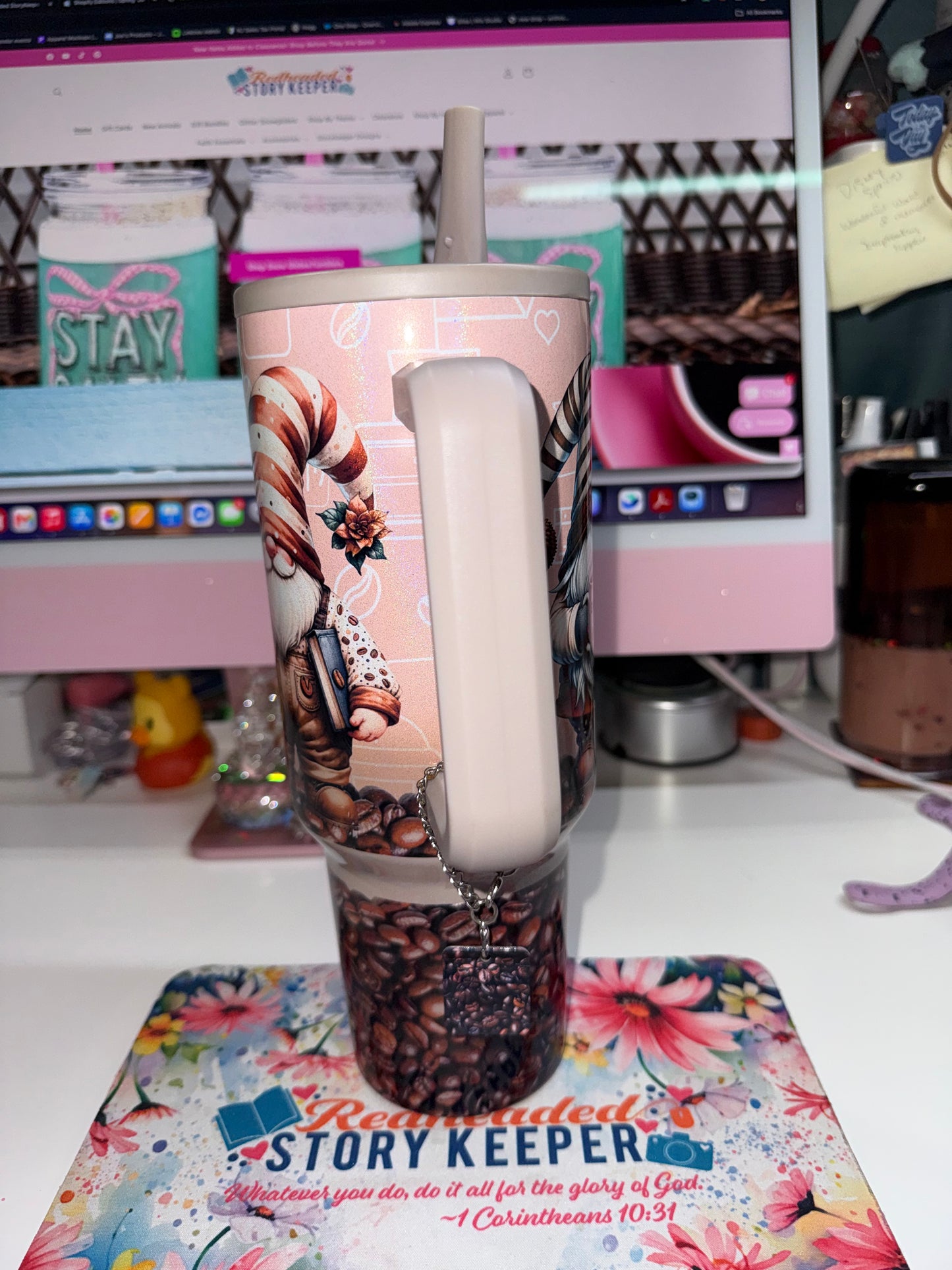 back view of handle and handle charm