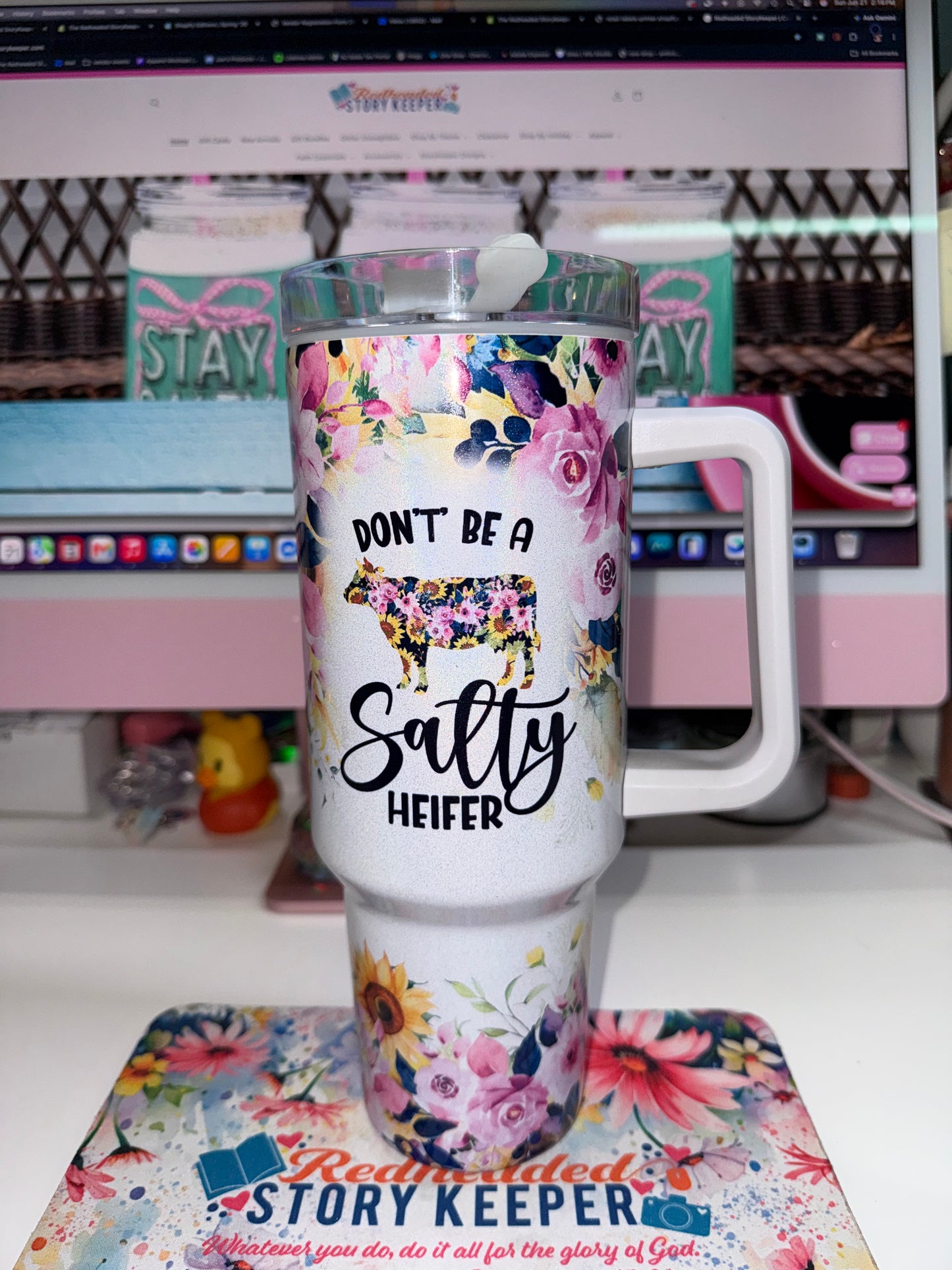 side view with Don't be a Salty Heifer 
