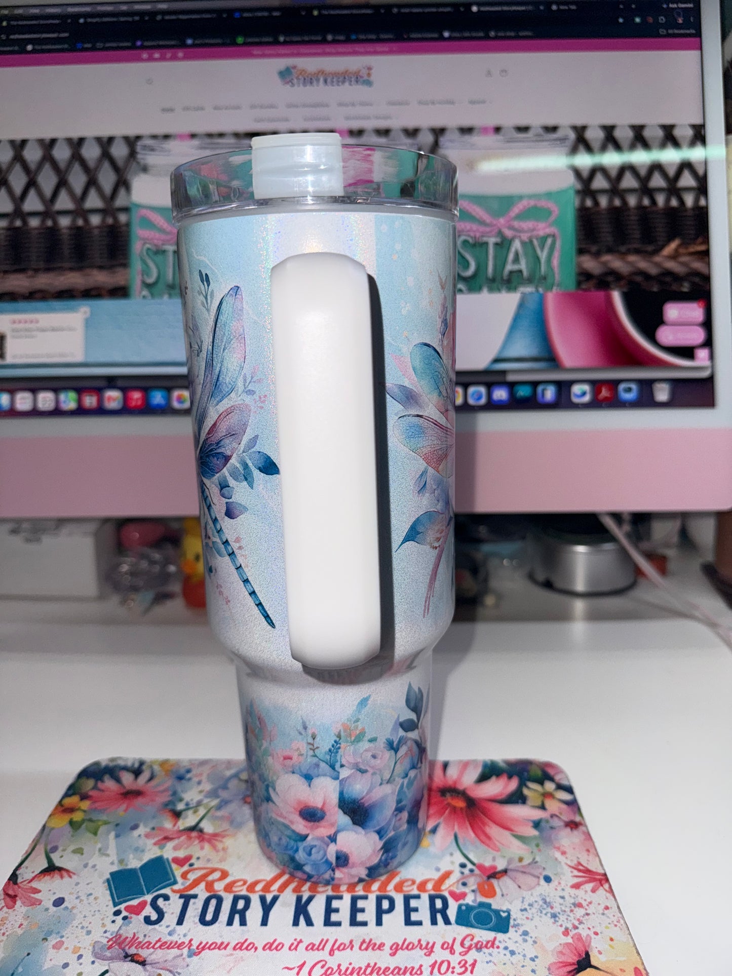 40 oz Holographic Dragonflies Travel Tumbler