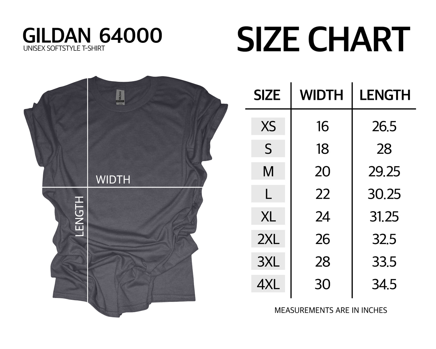 TShirt Size Chart