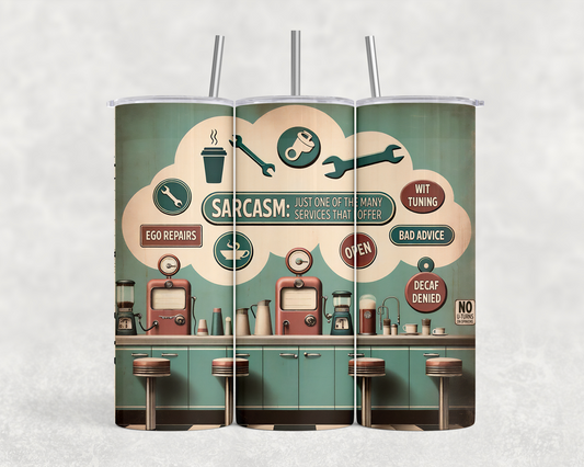20 oz Vintage Service Sarcasm Tumbler - The Redheaded StoryKeeper