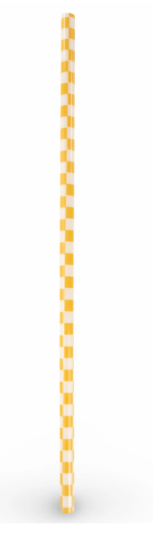 orange and white checkered straw