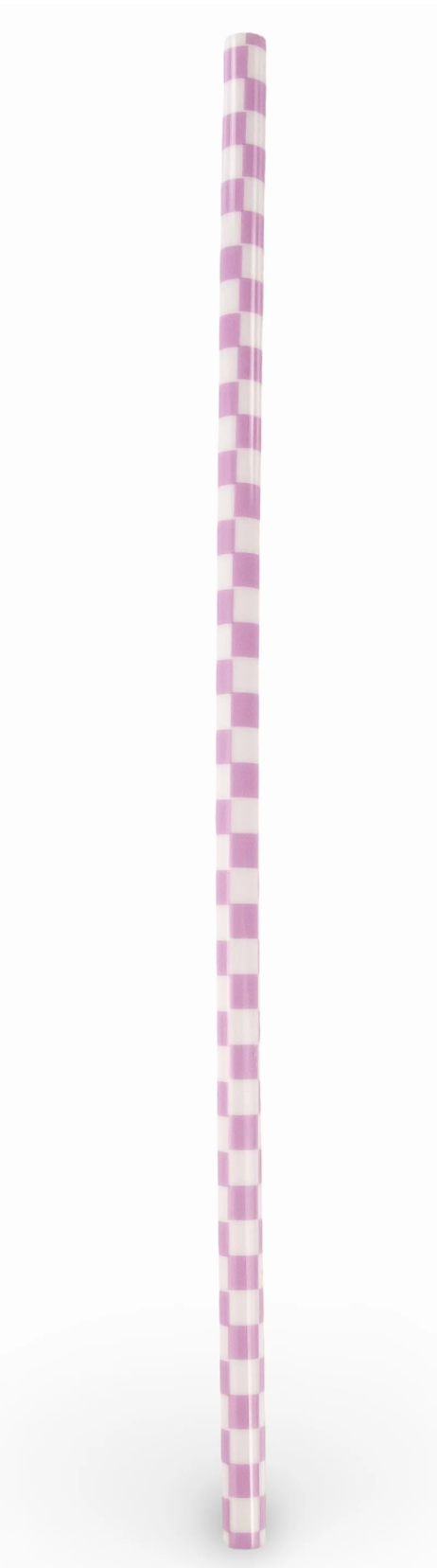 Purple and white checkered straw on a white background
