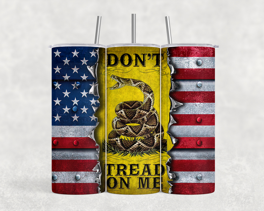 20 oz Don't Tread on Me Tumbler - The Redheaded StoryKeeper