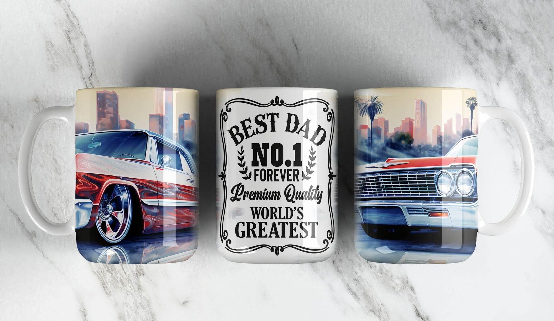 15 oz Best Dad Retro Car Mug - The Redheaded StoryKeeper