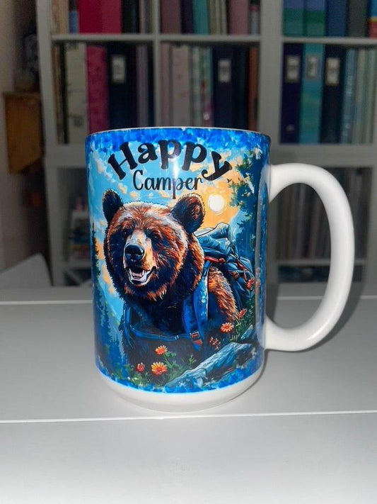 15 oz Happy Camper Ceramic Mug - The Redheaded StoryKeeper