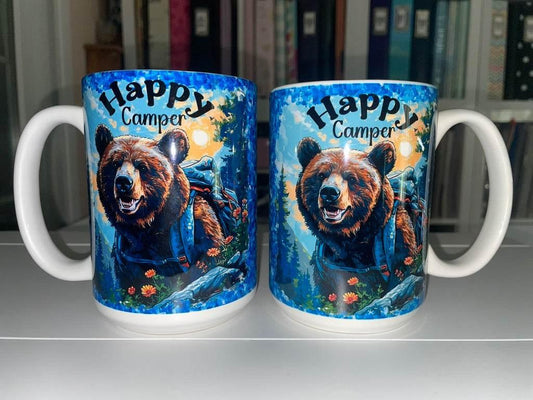 15 oz Happy Camper Ceramic Mug - The Redheaded StoryKeeper