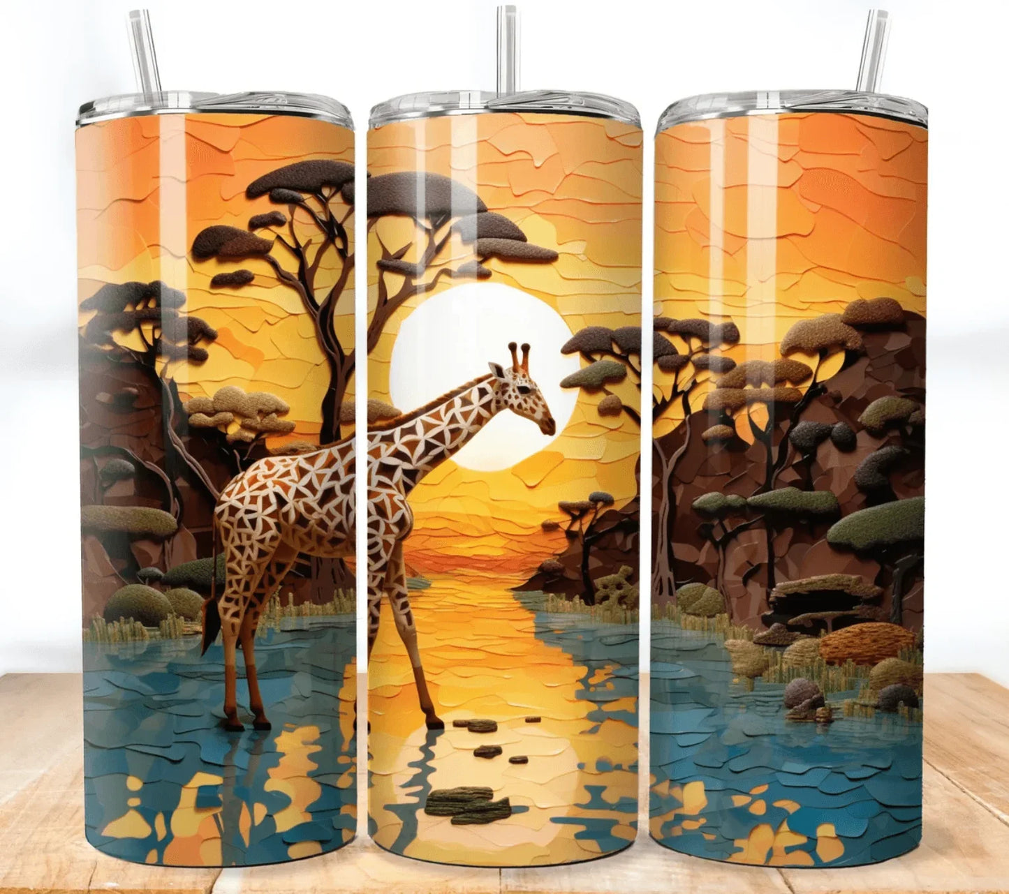 20 oz 3D Giraffe Tumbler - The Redheaded StoryKeeper