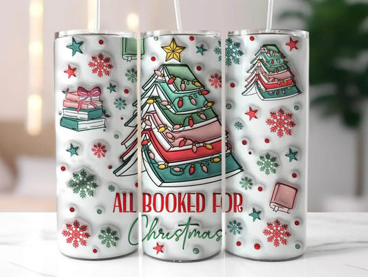 20 oz All Booked Up for Christmas Tumbler - The Redheaded StoryKeeper