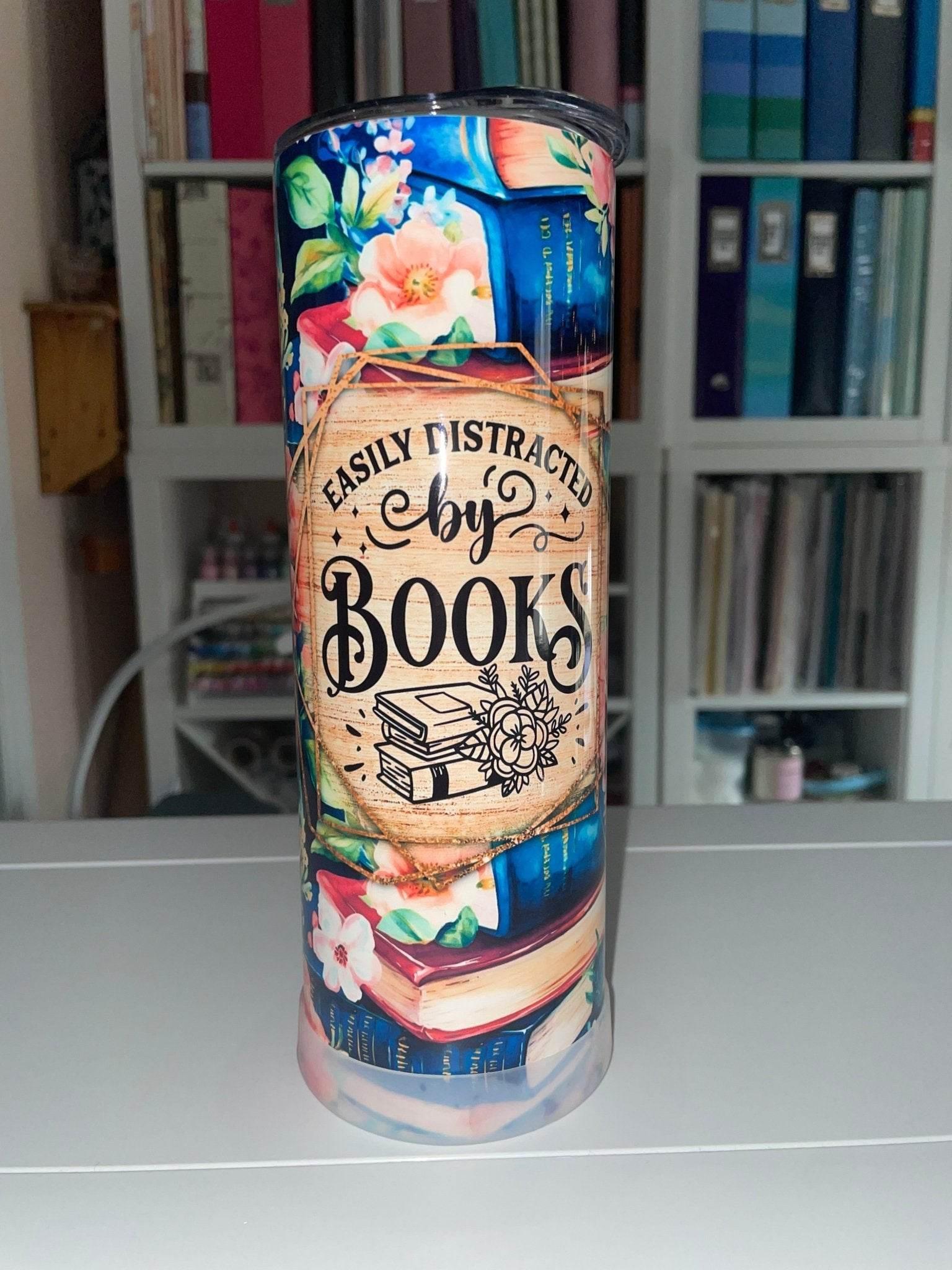 20 oz Easily Distracted by Books Tumbler - The Redheaded StoryKeeper