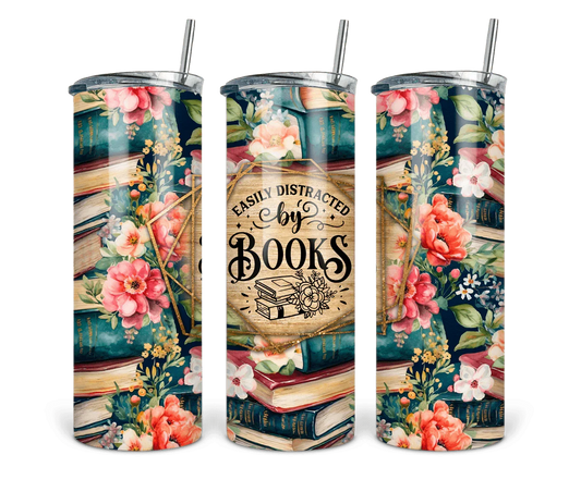 20 oz Easily Distracted by Books Tumbler - The Redheaded StoryKeeper