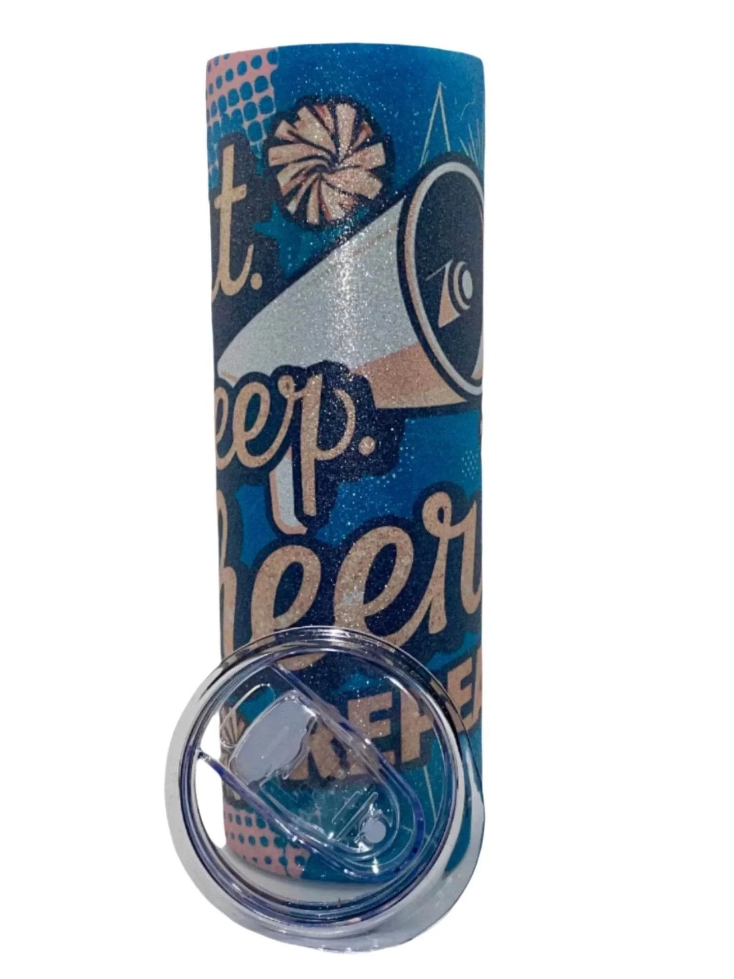 20 oz Eat Sleep Cheer Glitter Tumbler - The Redheaded StoryKeeper