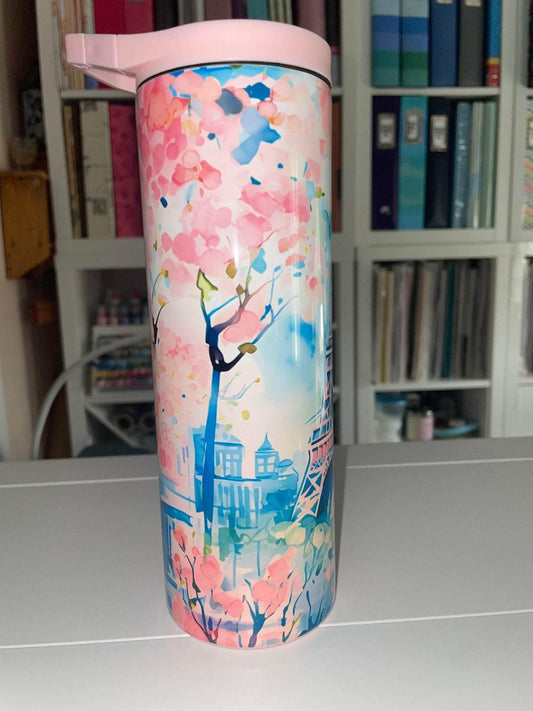 20 oz Eiffel Tower Ombre Pink Duo Tumbler - The Redheaded StoryKeeper