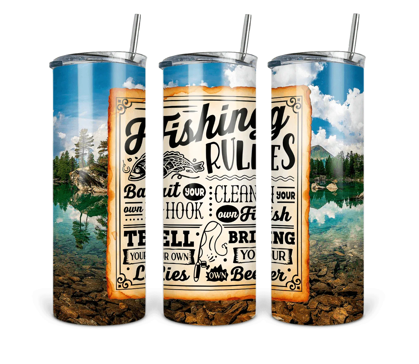 20 oz Fishing Rules Tumbler - The Redheaded StoryKeeper