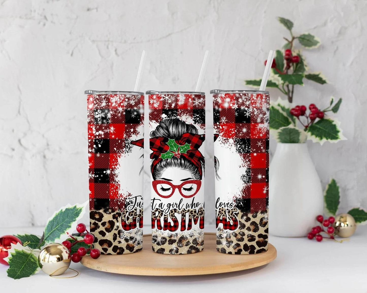 20 oz Just a Girl Who Loves Christmas Tumbler - The Redheaded StoryKeeper