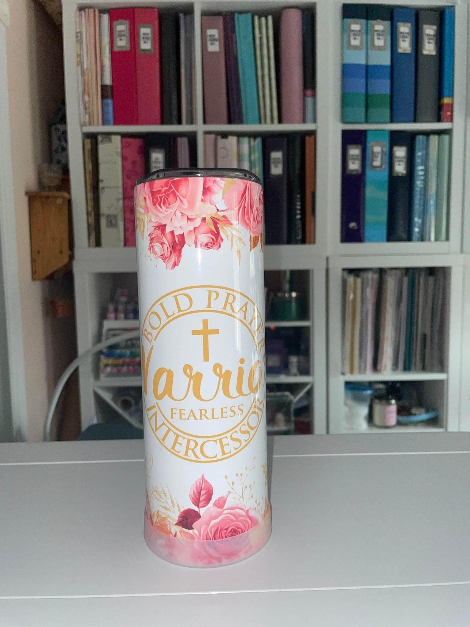 20 oz Prayer Warrior Pink Floral Tumbler - The Redheaded StoryKeeper