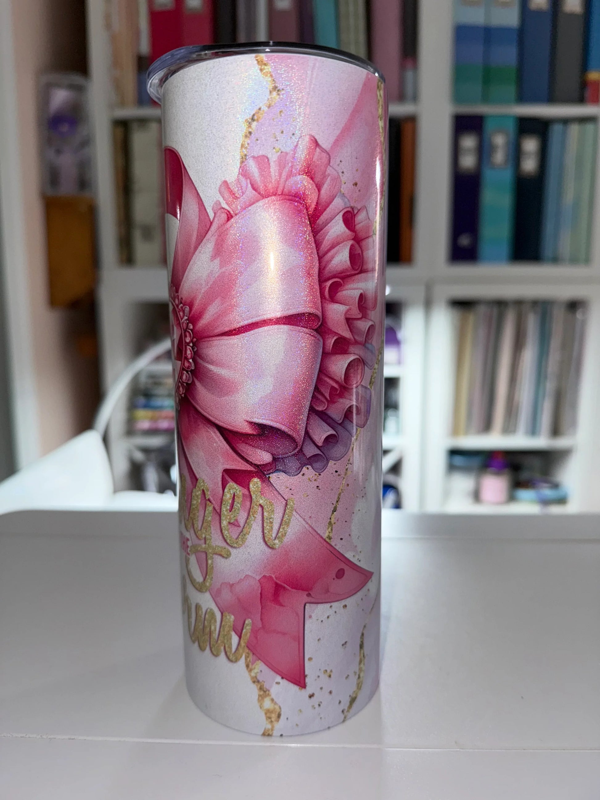 20 oz Stronger Than The Storm Breast Cancer Tumbler - The Redheaded StoryKeeper