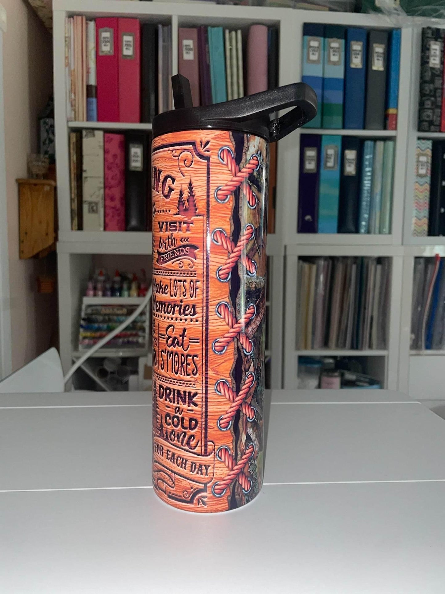 30 oz Duo Lid Camping Rules Woodgrain Tumbler - The Redheaded StoryKeeper