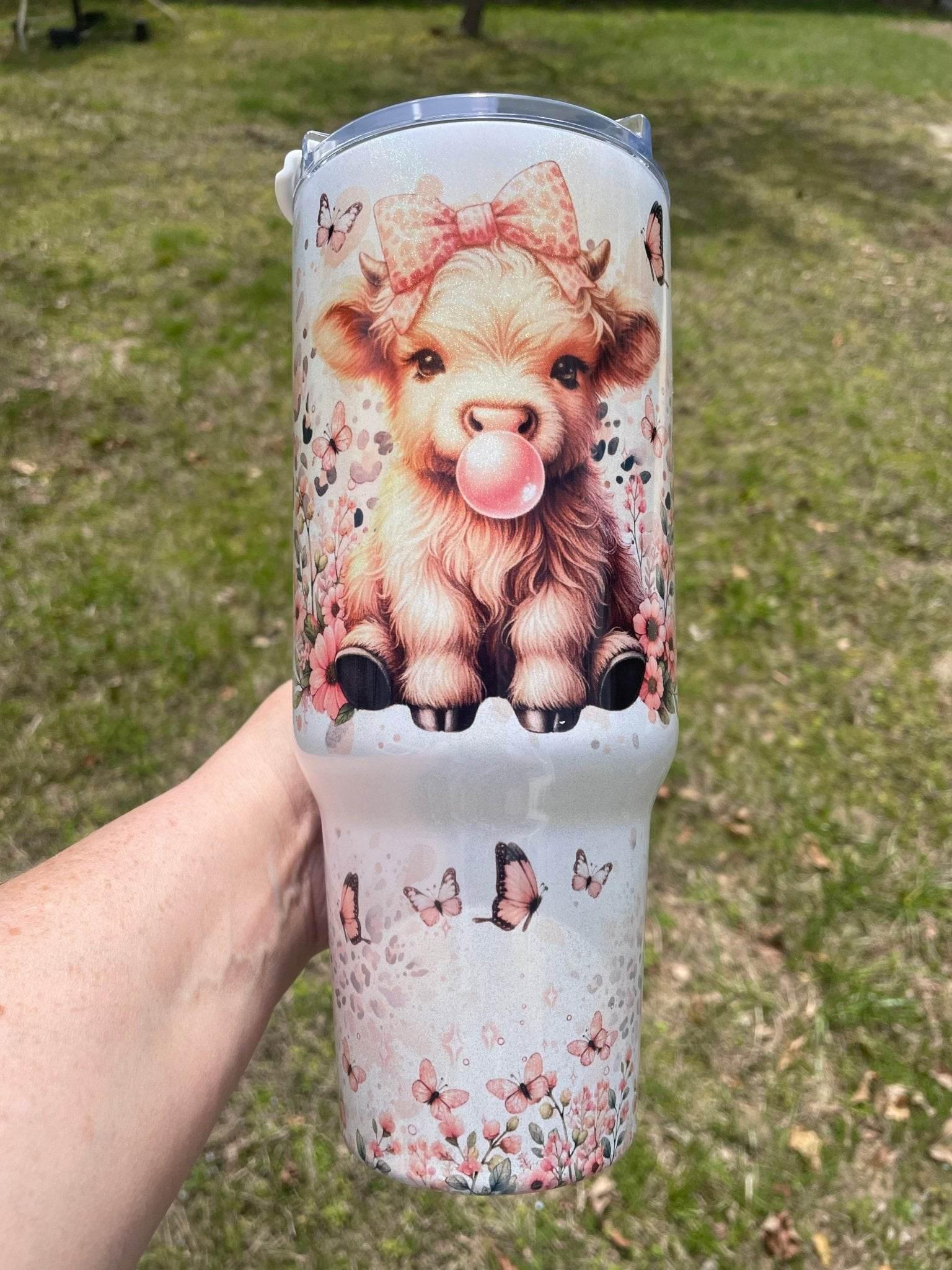 40 oz Bubblegum Heifer Big Swig Holographic Tumbler - The Redheaded StoryKeeper
