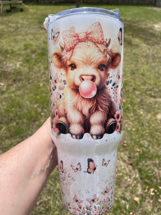 40 oz Bubblegum Heifer Big Swig Holographic Tumbler - The Redheaded StoryKeeper