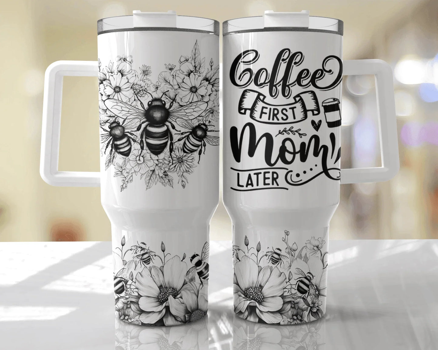 40 oz Coffee First Mom Later Travel Tumbler - The Redheaded StoryKeeper