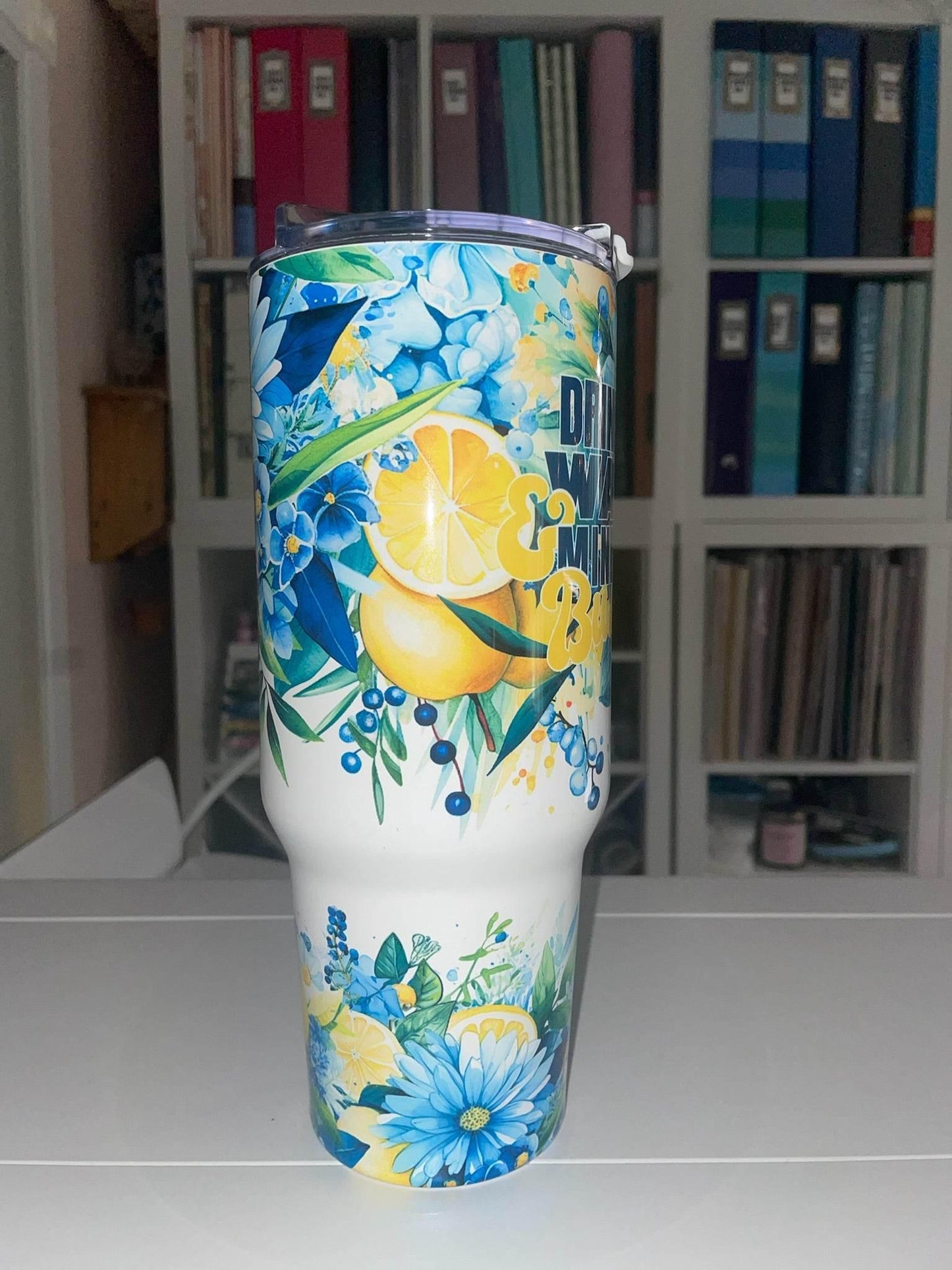 40 oz Drink Your Water & Mind Your Business - Lemons Big Swig Tumbler - The Redheaded StoryKeeper