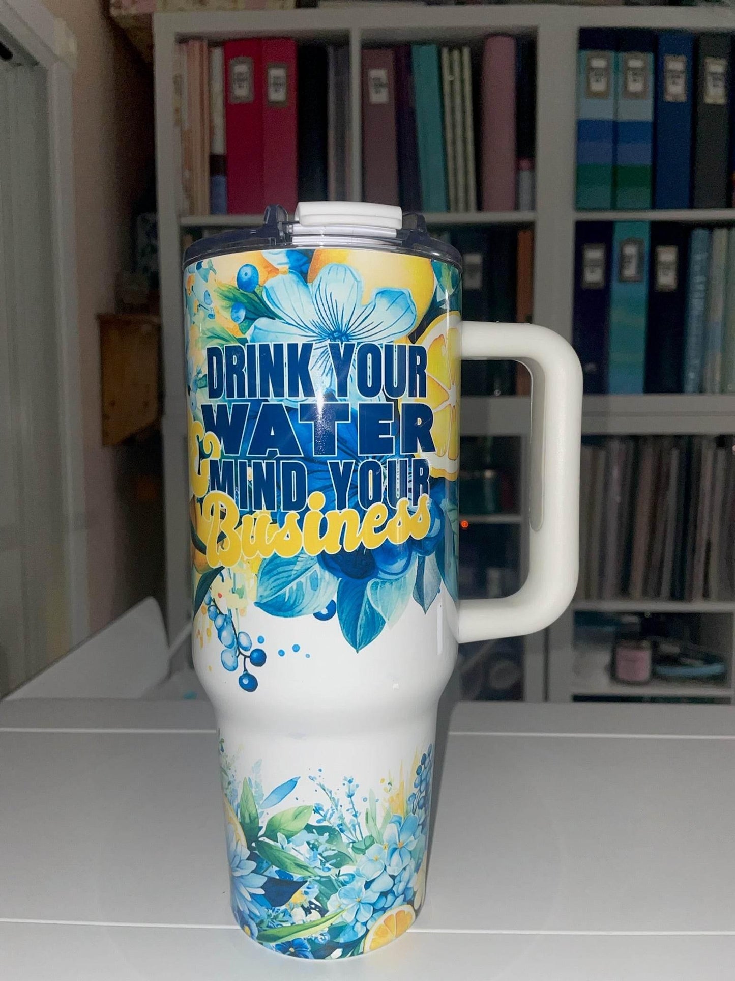 40 oz Drink Your Water & Mind Your Business - Lemons Big Swig Tumbler - The Redheaded StoryKeeper