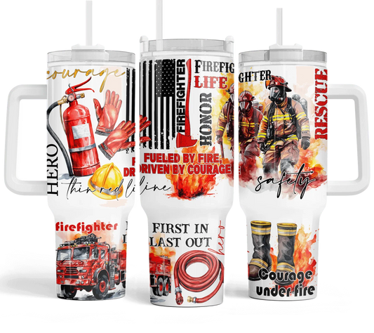 40 oz Firefighter Life Travel Tumbler - The Redheaded StoryKeeper