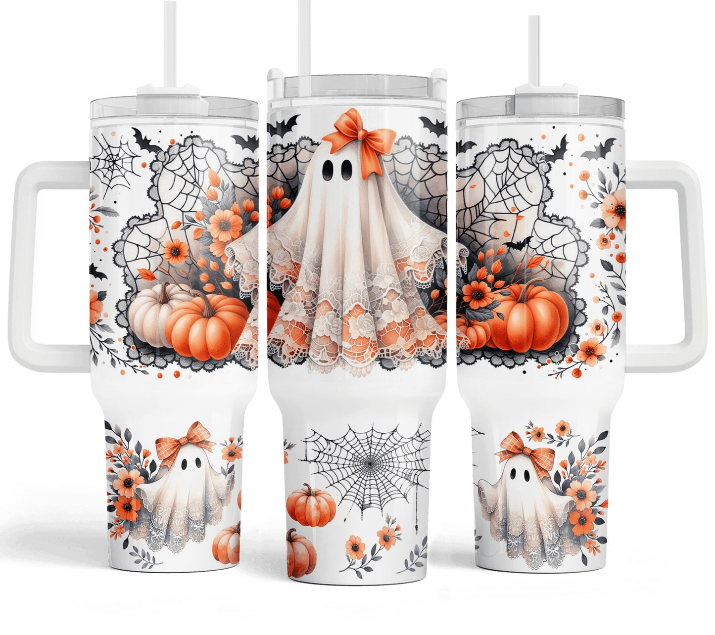 40 oz Lace Ghost Travel Tumbler - The Redheaded StoryKeeper