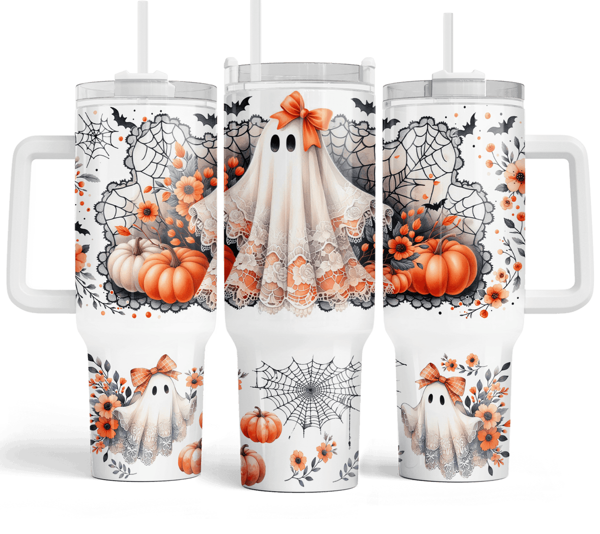 40 oz Lace Ghost Travel Tumbler - The Redheaded StoryKeeper