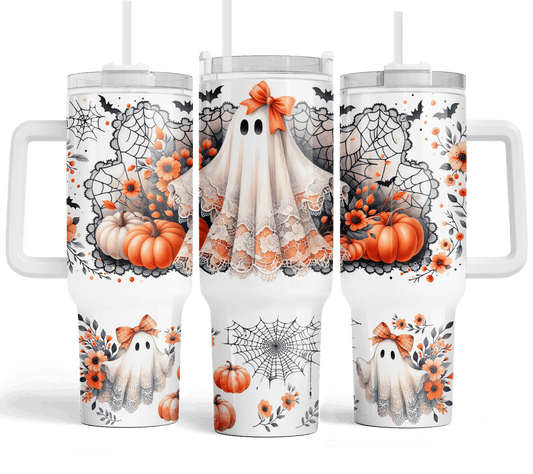 40 oz Lace Ghost Travel Tumbler - The Redheaded StoryKeeper
