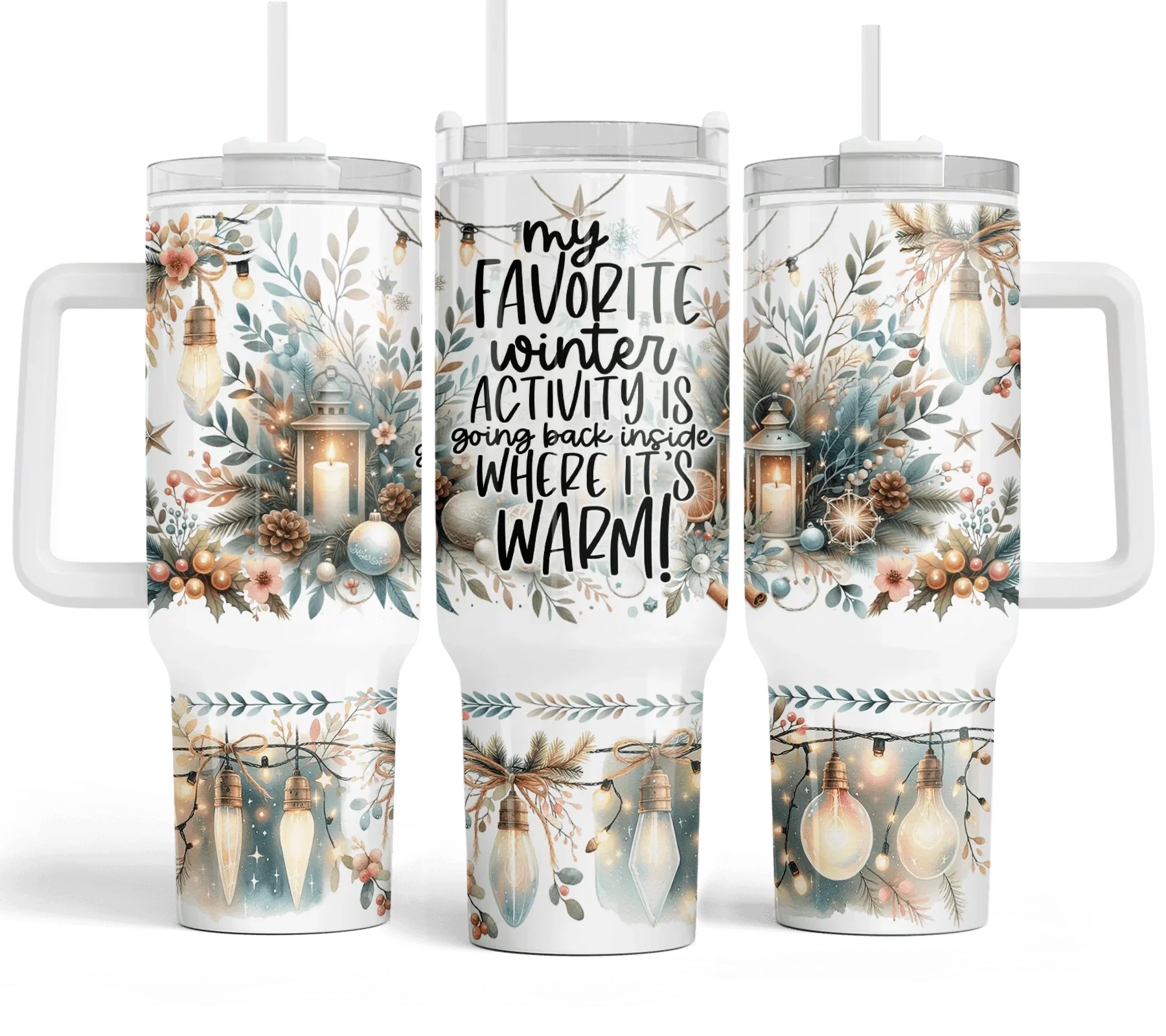 40 oz My Favorite Winter Activity Glimmer Travel Tumbler - The Redheaded StoryKeeper