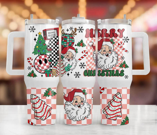 40 oz Retro Merry Christmas Travel Tumbler - The Redheaded StoryKeeper