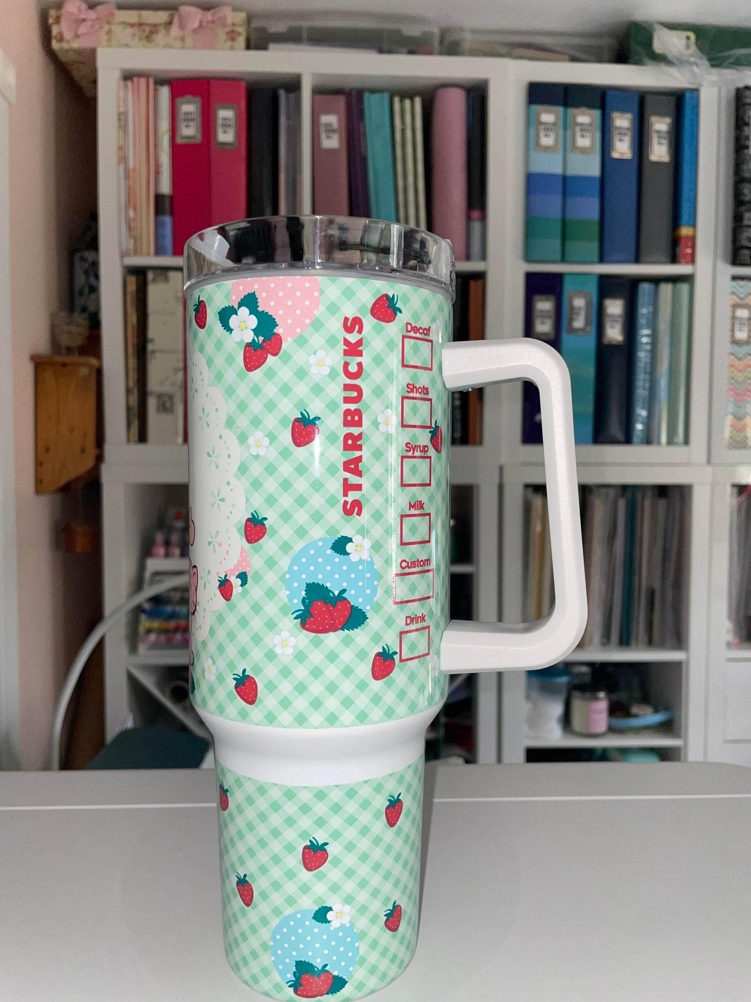 40 oz Strawberry Travel Tumbler - The Redheaded StoryKeeper