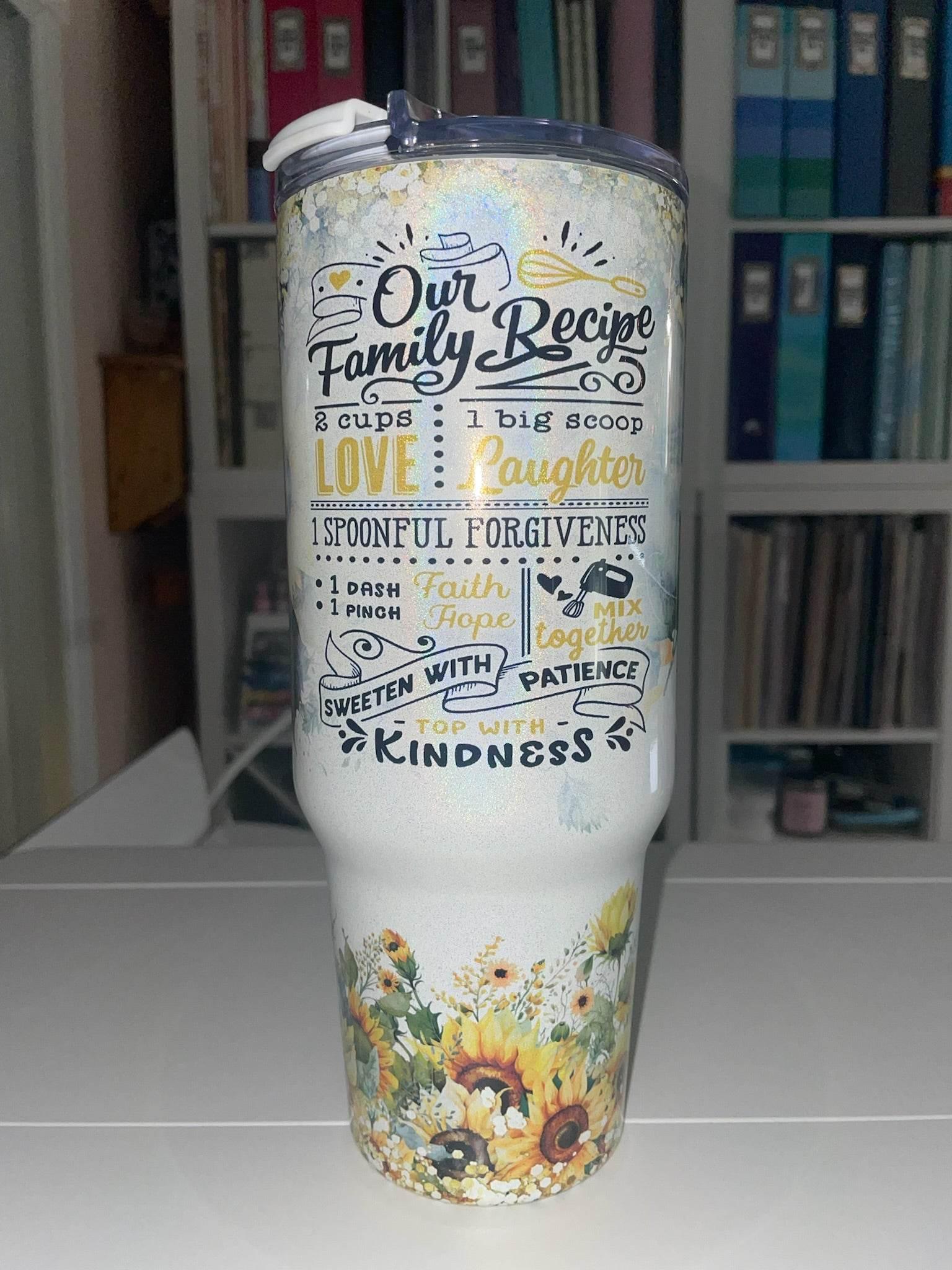 40 oz Sunflowers Family Recipe Holographic Big Swig Tumbler - The Redheaded StoryKeeper