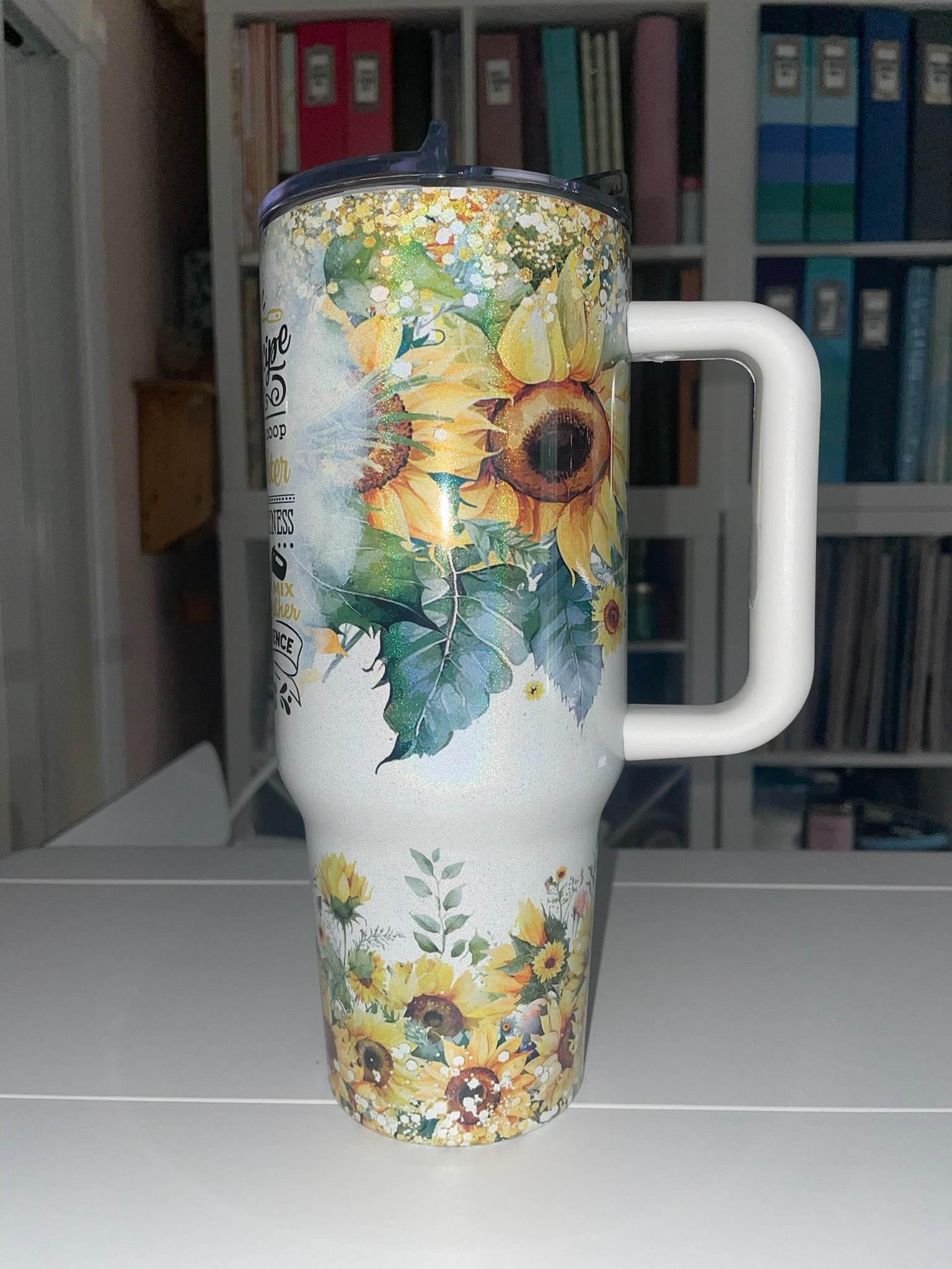 40 oz Sunflowers Family Recipe Holographic Big Swig Tumbler - The Redheaded StoryKeeper