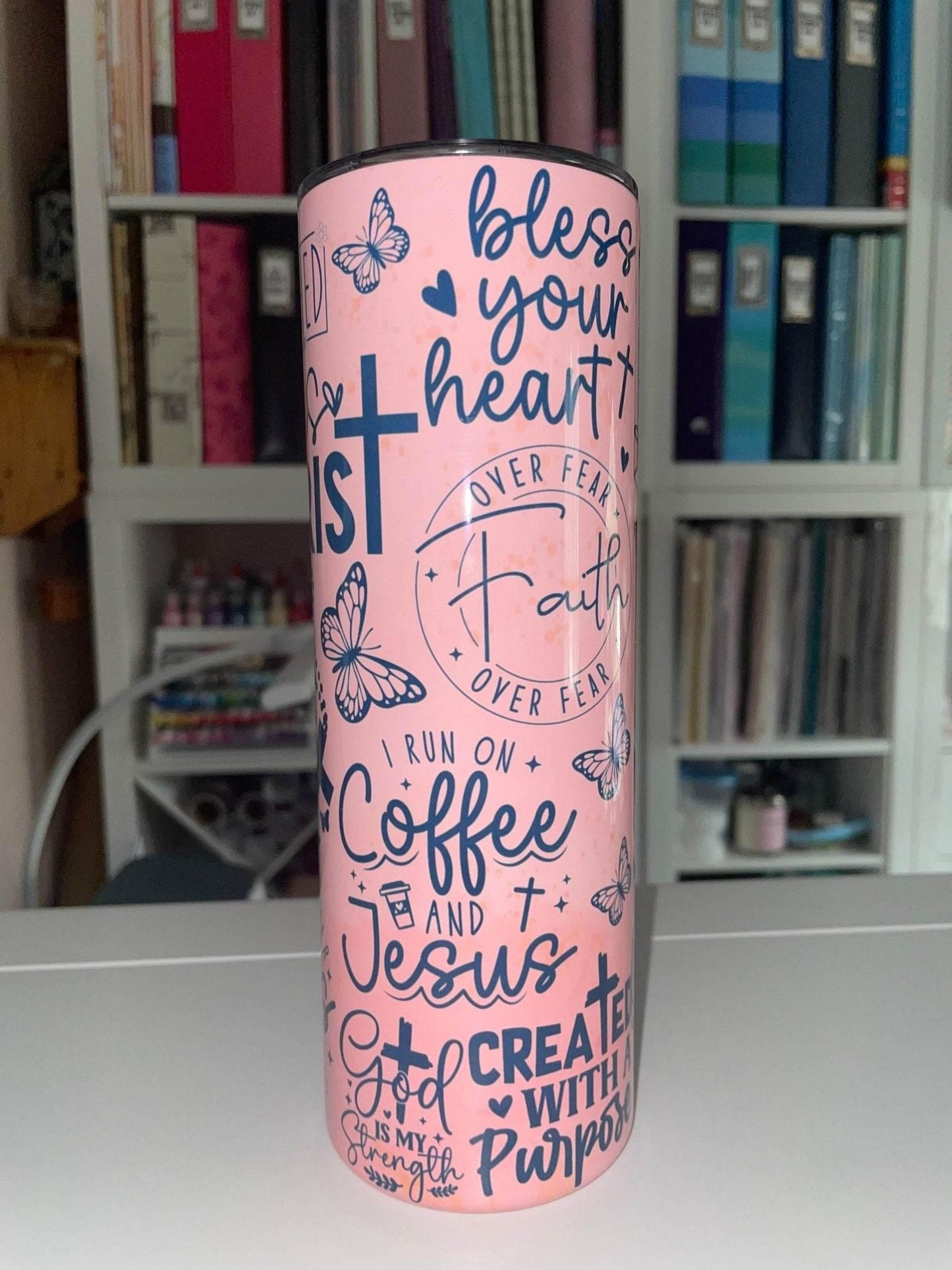 20 oz Pink Christian Sayings Tumbler - The Redheaded StoryKeeper