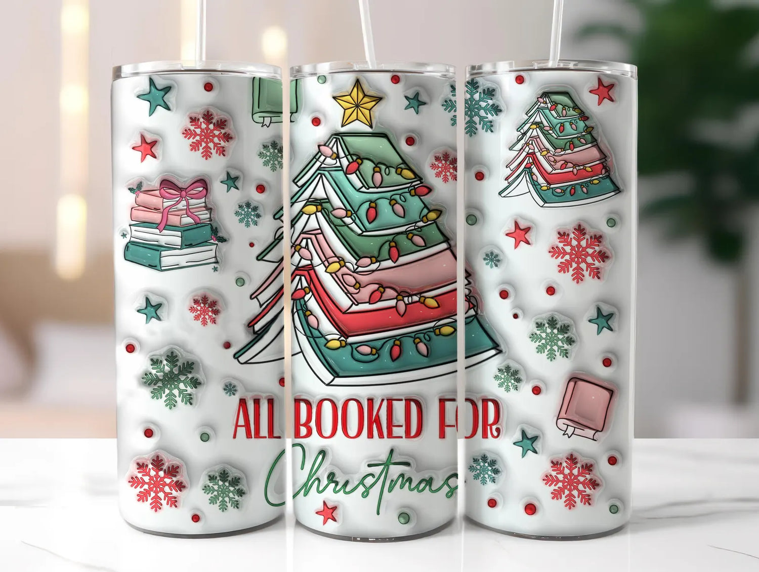 20 oz all booked for christmas tumbler