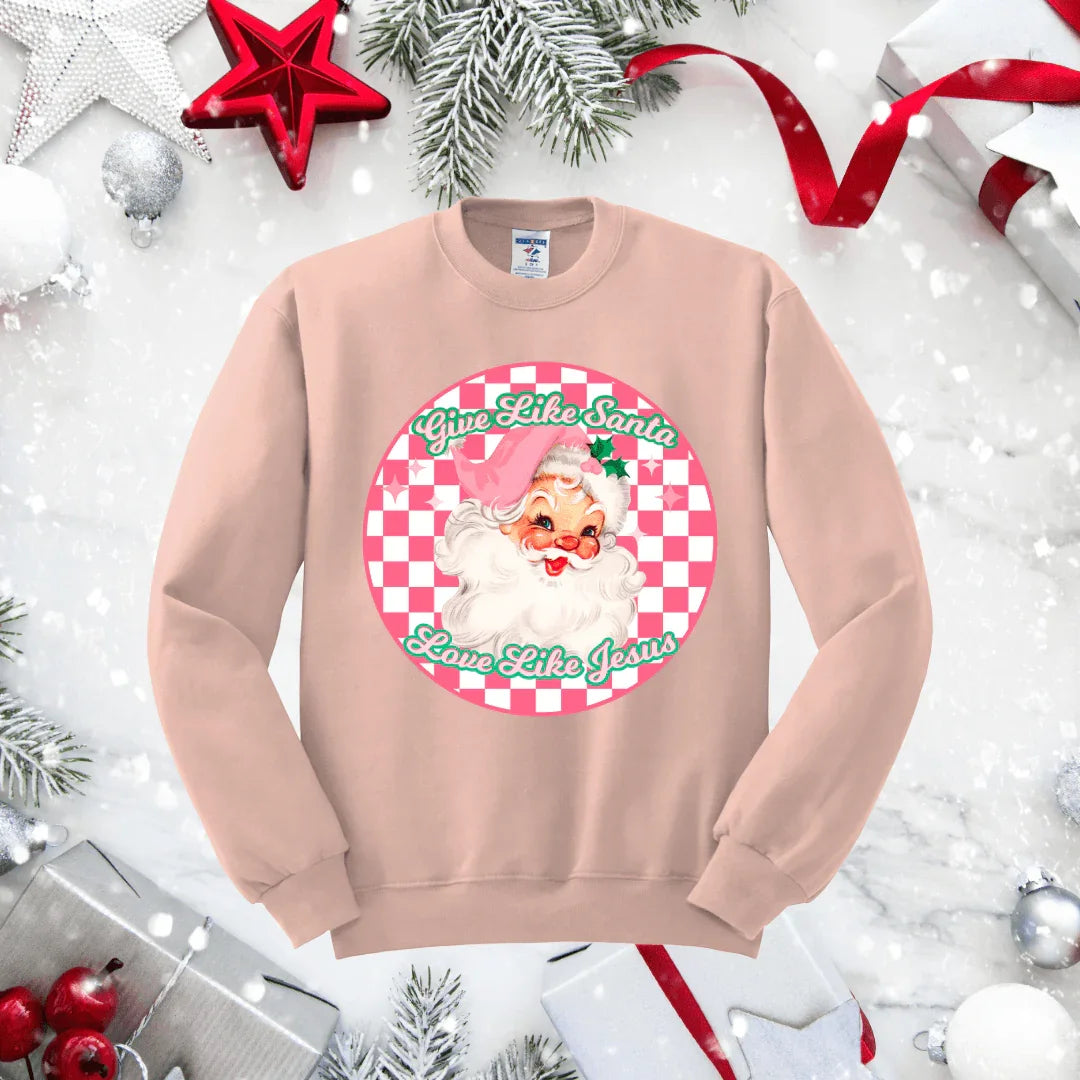Give Like Santa, Love Like Jesus Crewneck Sweatshirt - The Redheaded StoryKeeper