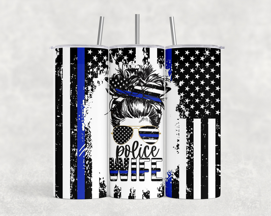20 oz Police Wife Tumbler - The Redheaded StoryKeeper