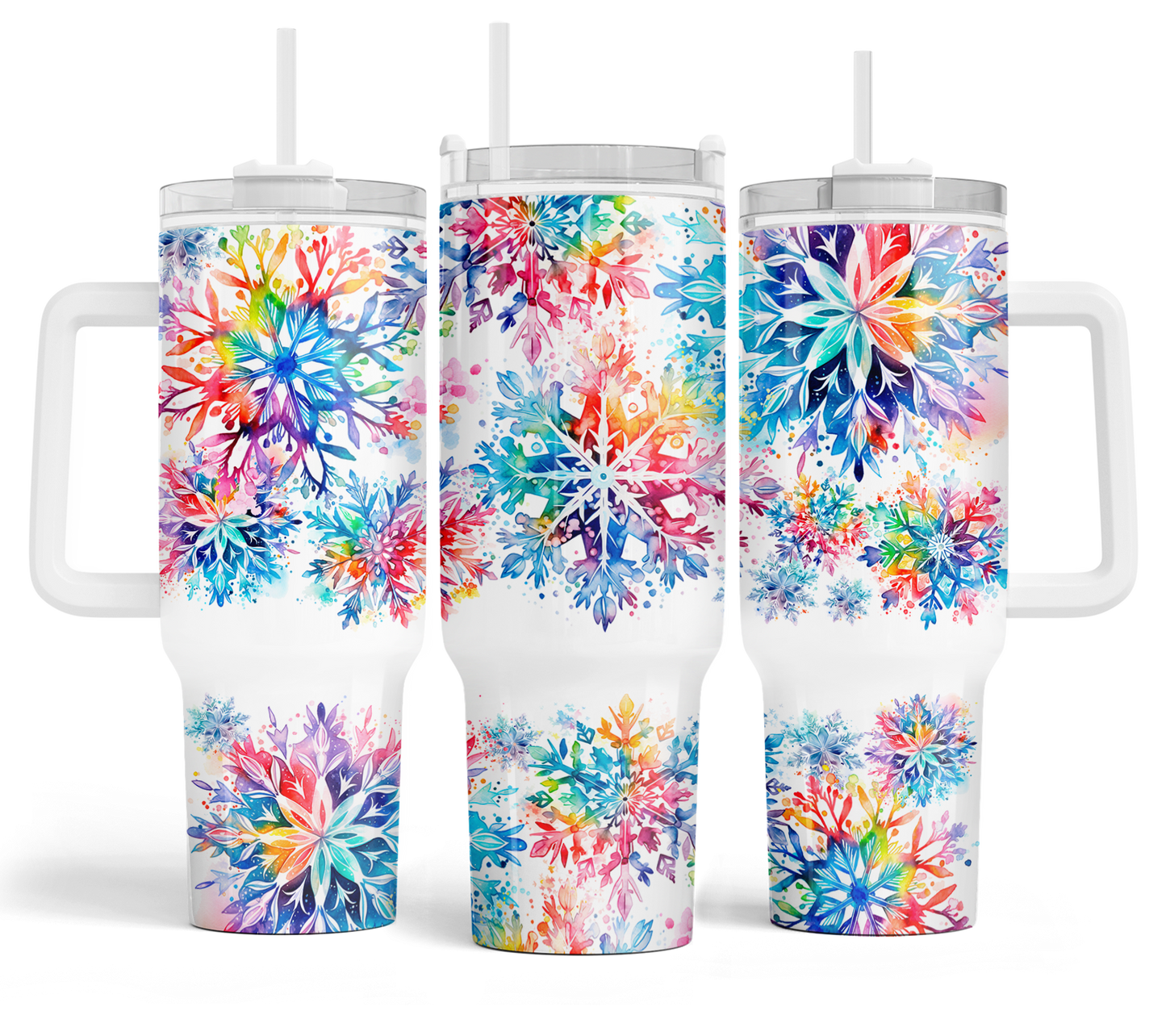 40 oz Colorful Snowflake Travel Tumbler