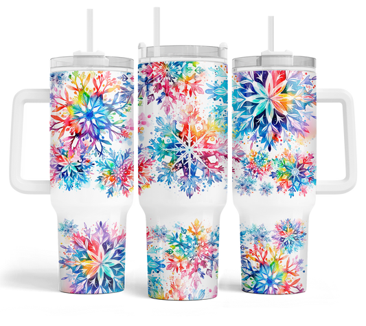 40 oz Colorful Snowflake Travel Tumbler