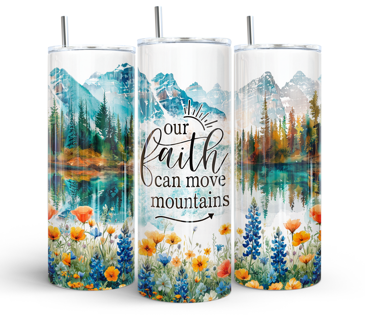 20 oz Faith Can Move Mountains Holographic Tumbler