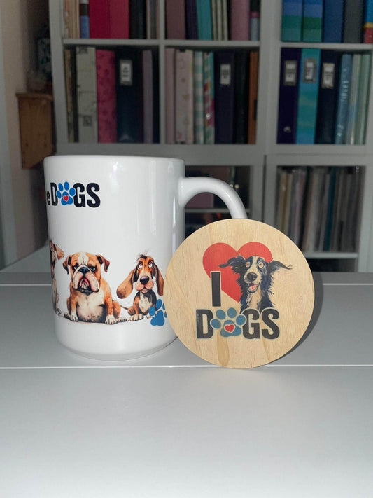 15 oz Less People, More Dogs Mug with Bamboo Lid - The Redheaded StoryKeeper