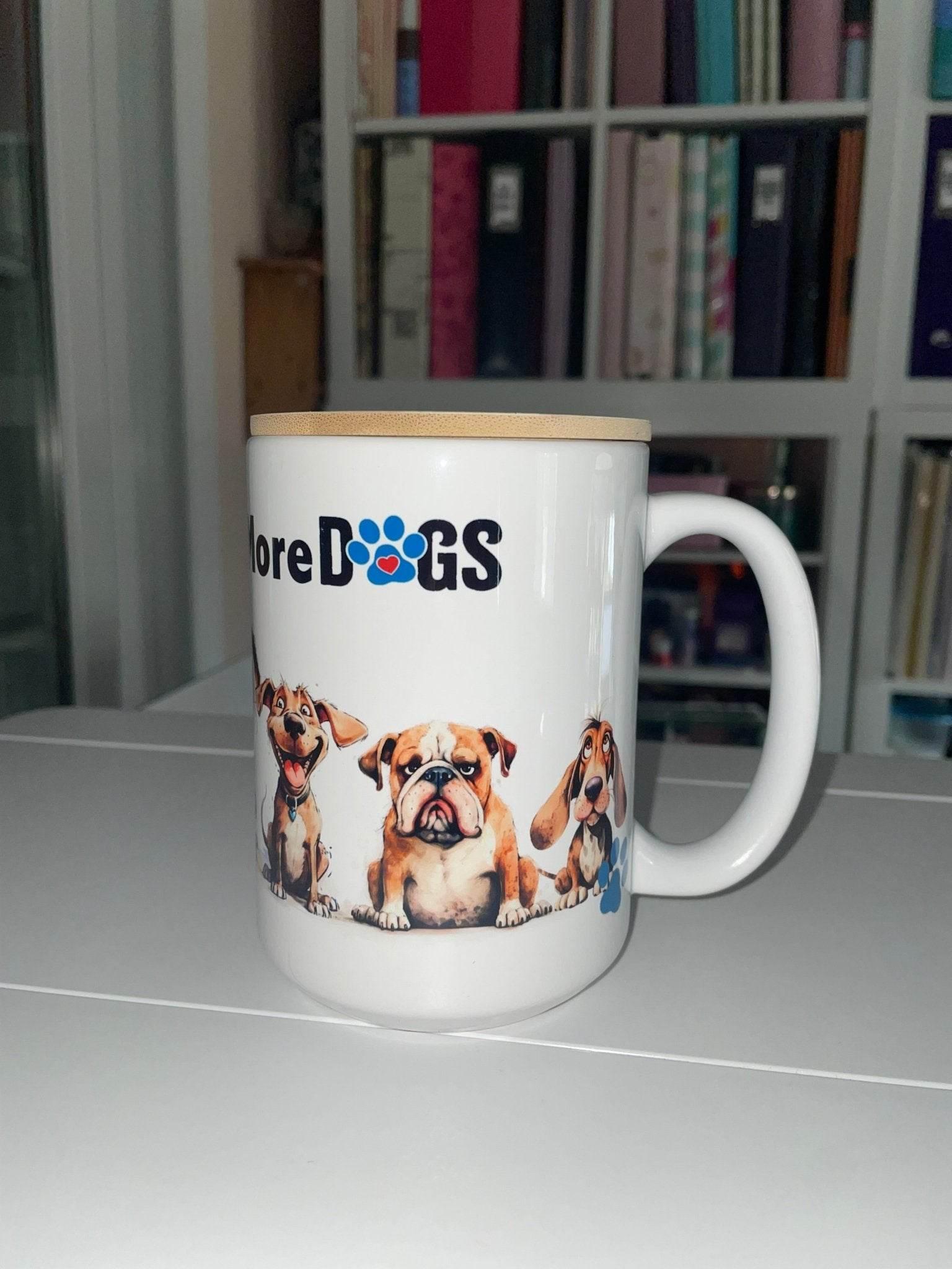 15 oz Less People, More Dogs Mug with Bamboo Lid - The Redheaded StoryKeeper