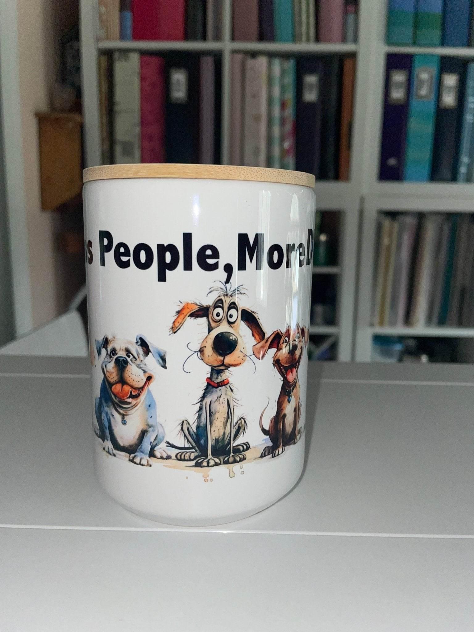 15 oz Less People, More Dogs Mug with Bamboo Lid - The Redheaded StoryKeeper