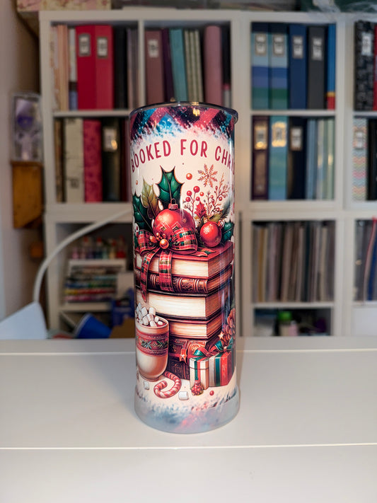 20 oz Booked for Christmas plaid Tumbler - The Redheaded StoryKeeper