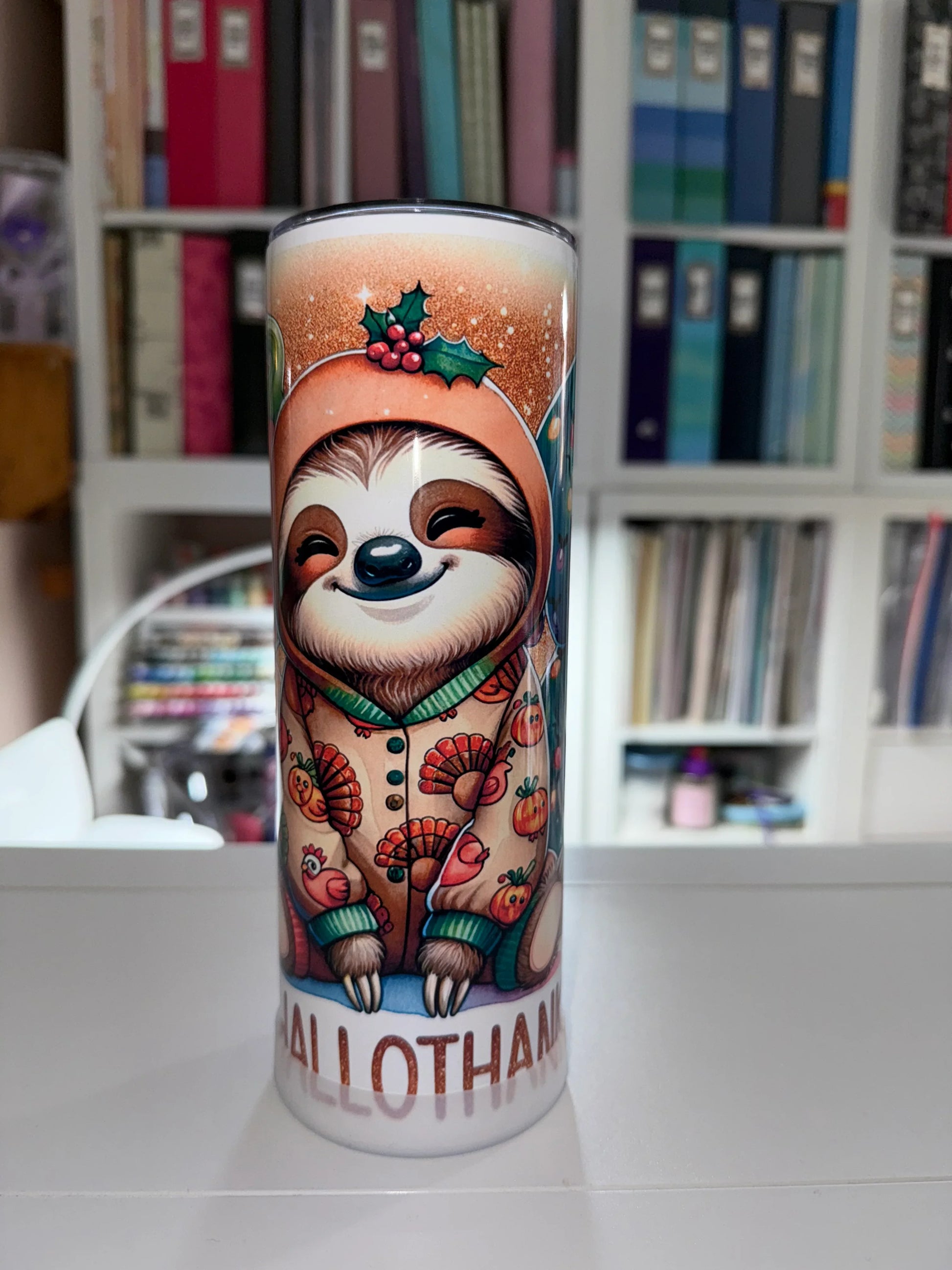 20 oz Happy Hallothanksmas Sloth Tumbler - The Redheaded StoryKeeper