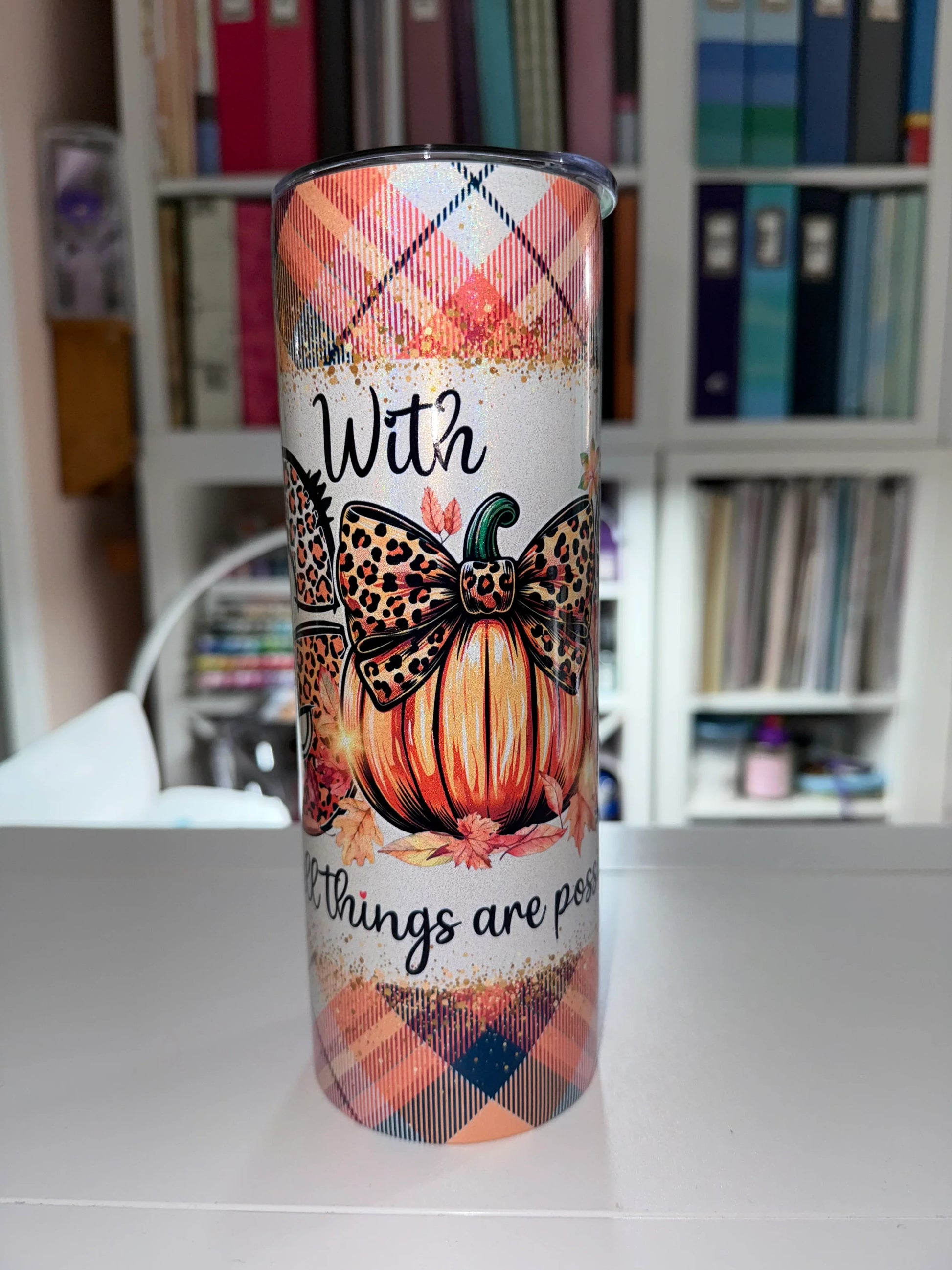 20 oz With God Pumpkin Holographic Tumbler - The Redheaded StoryKeeper